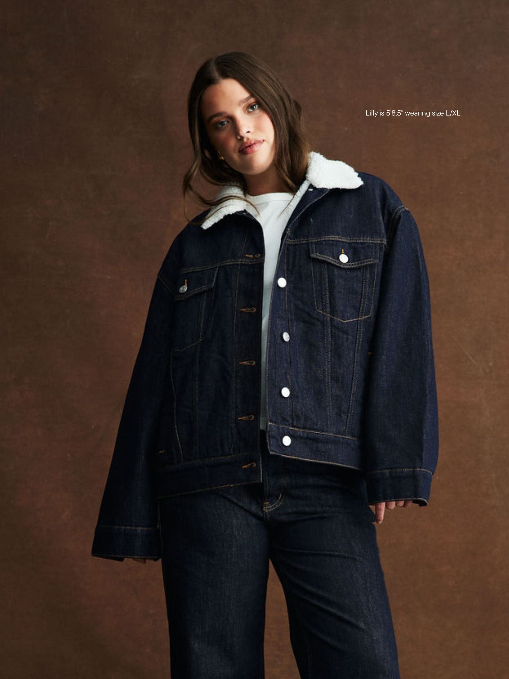 Oversized Sherpa Lined Denim Jacket