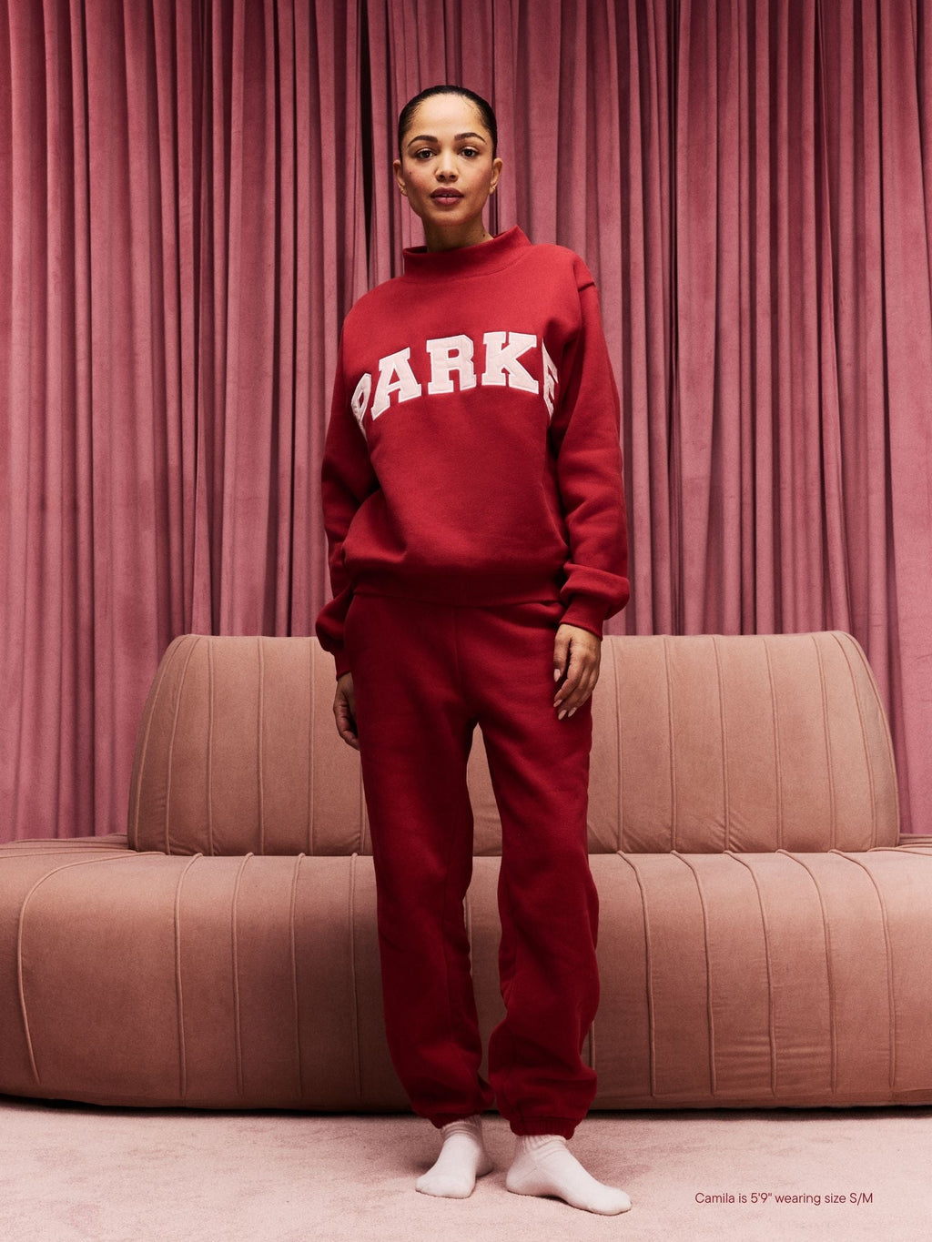 Preorder Valentine's Varsity Mockneck - Crimson + Peony