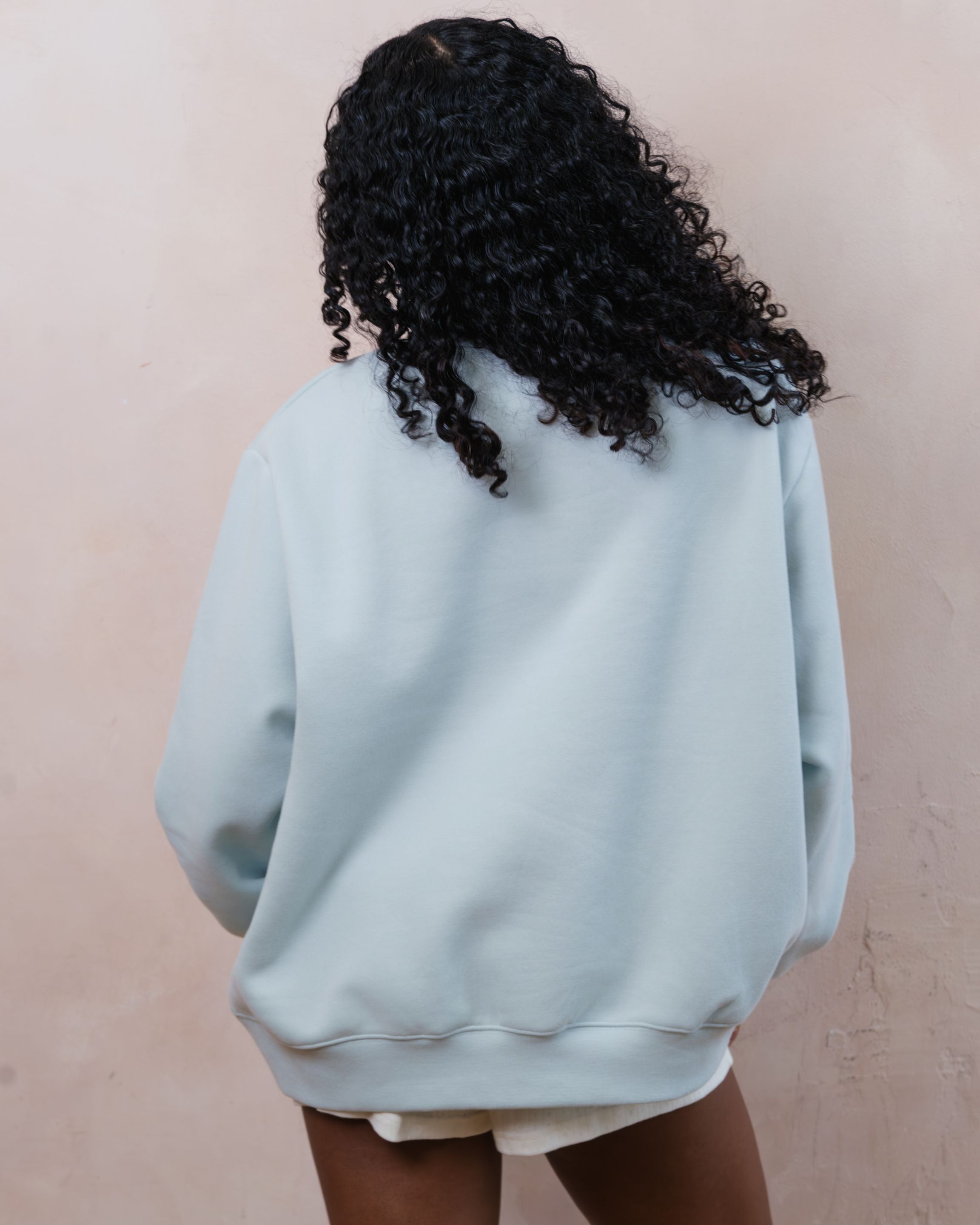 Bridal Varsity Mockneck - Pale Blue + White