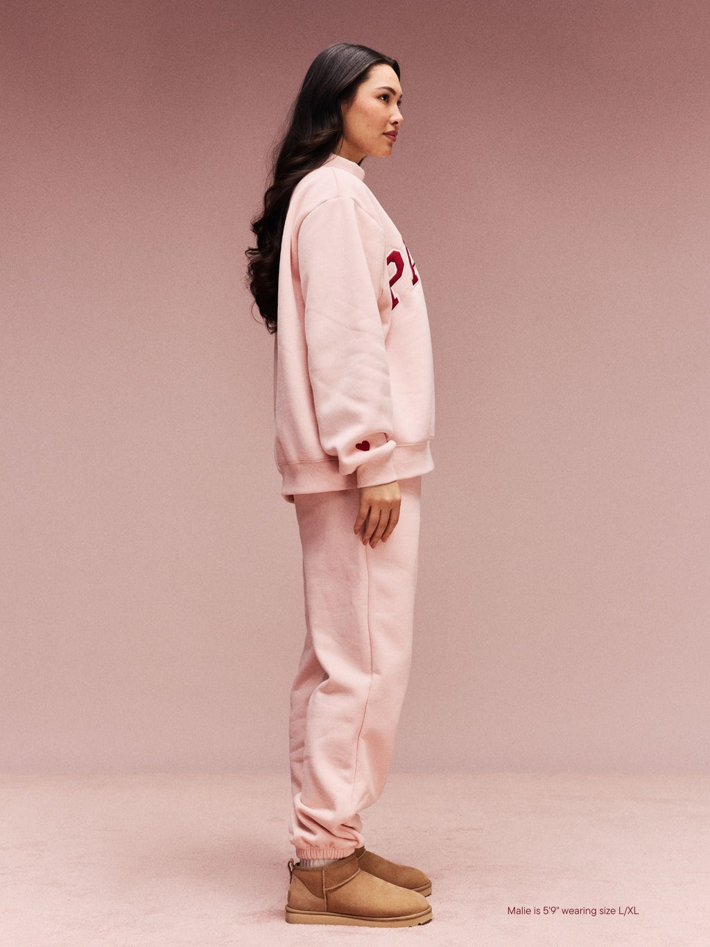 Preorder Valentine's Varsity Mockneck - Peony + Crimson