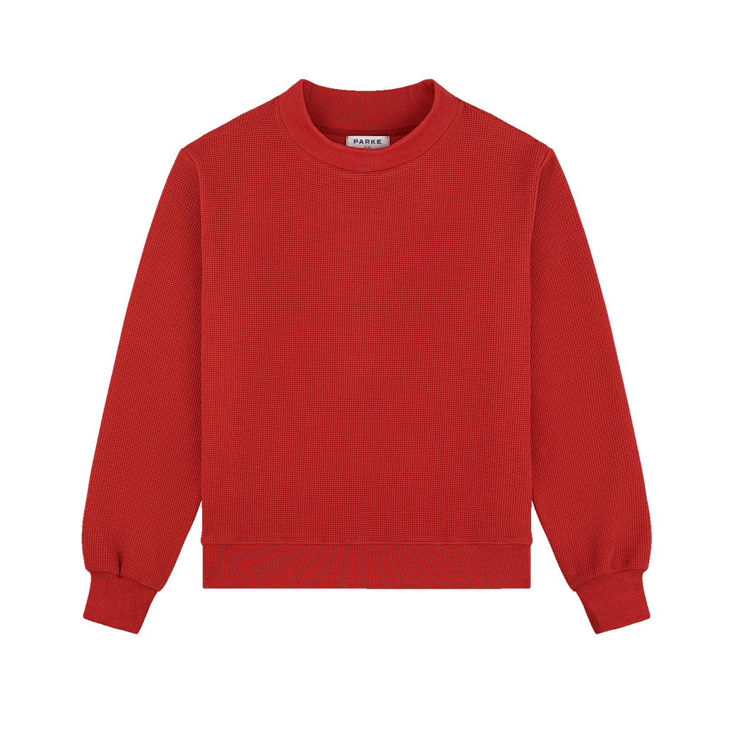Holiday Waffle Mockneck Pullover