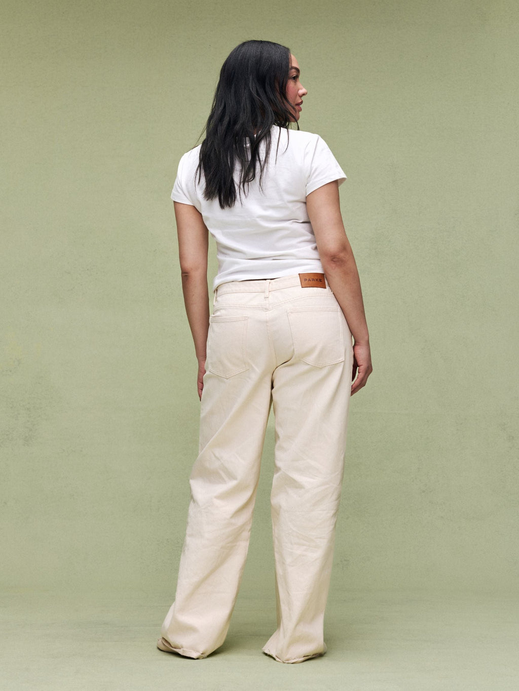 Low Rise Baggy Jeans - Cream