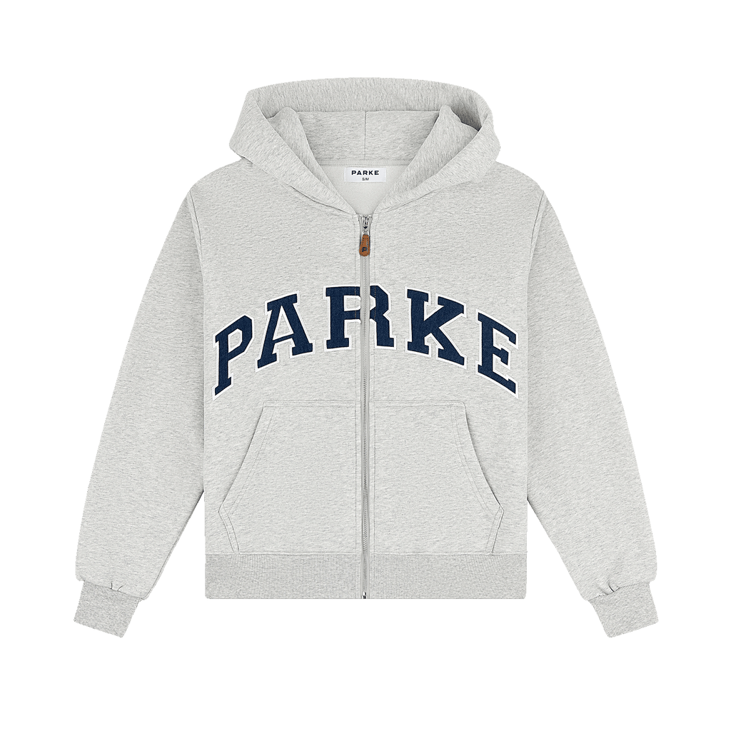 OG Varsity Zip Up Hoodie - Classic Grey + Denim
