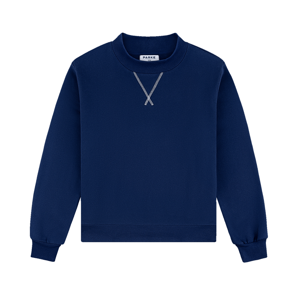 Classic Mockneck - Denim + White