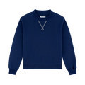 Classic Mockneck - Denim + White
