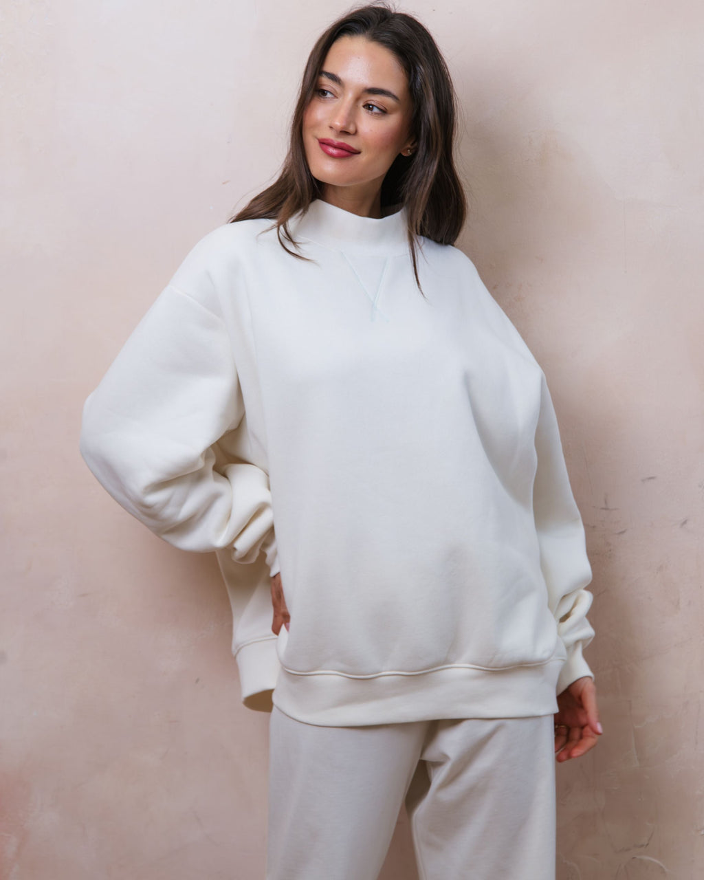 Embroidered Bridal Classic Mockneck - Pearl