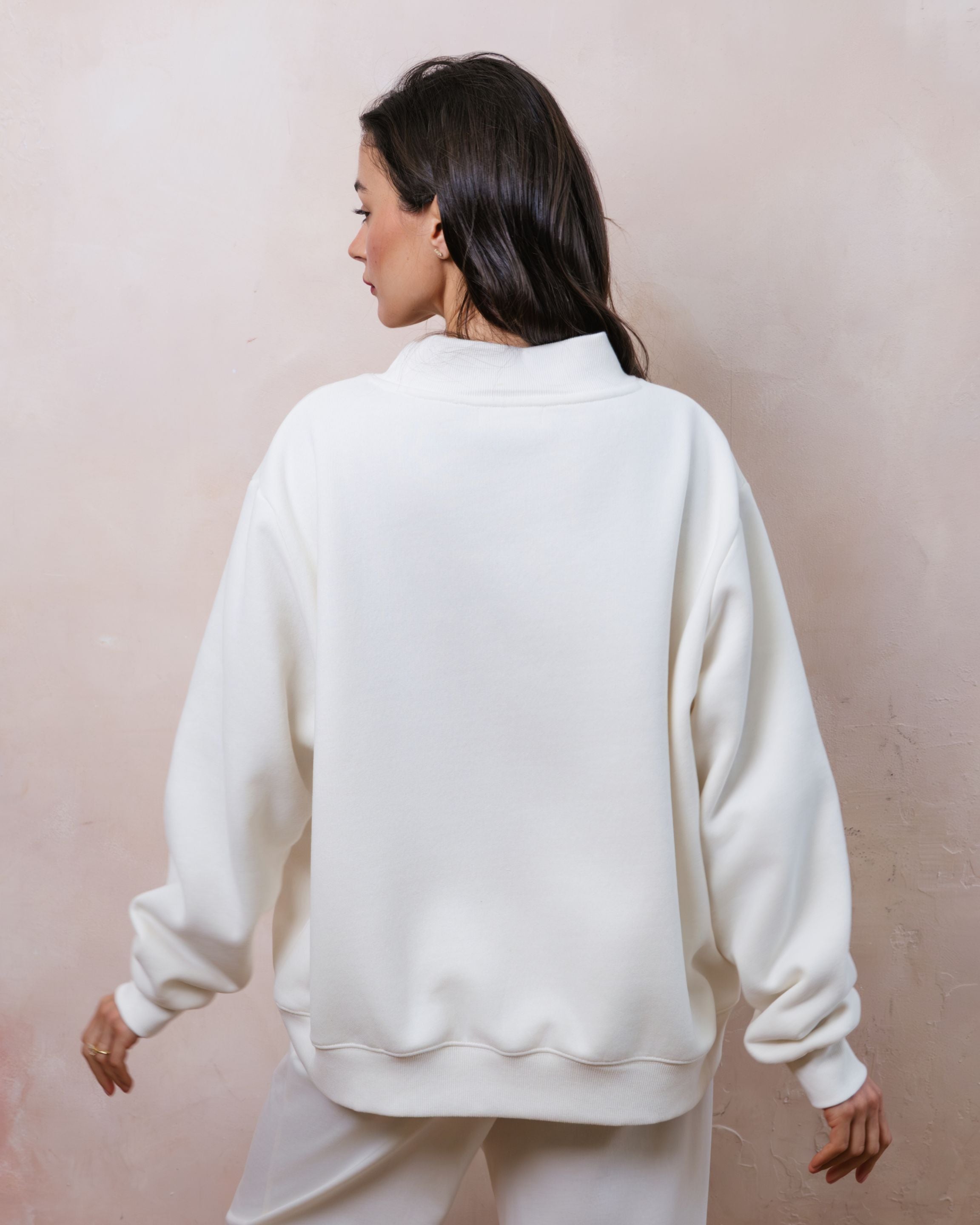 Bridal Varsity Mockneck - Pearl + White