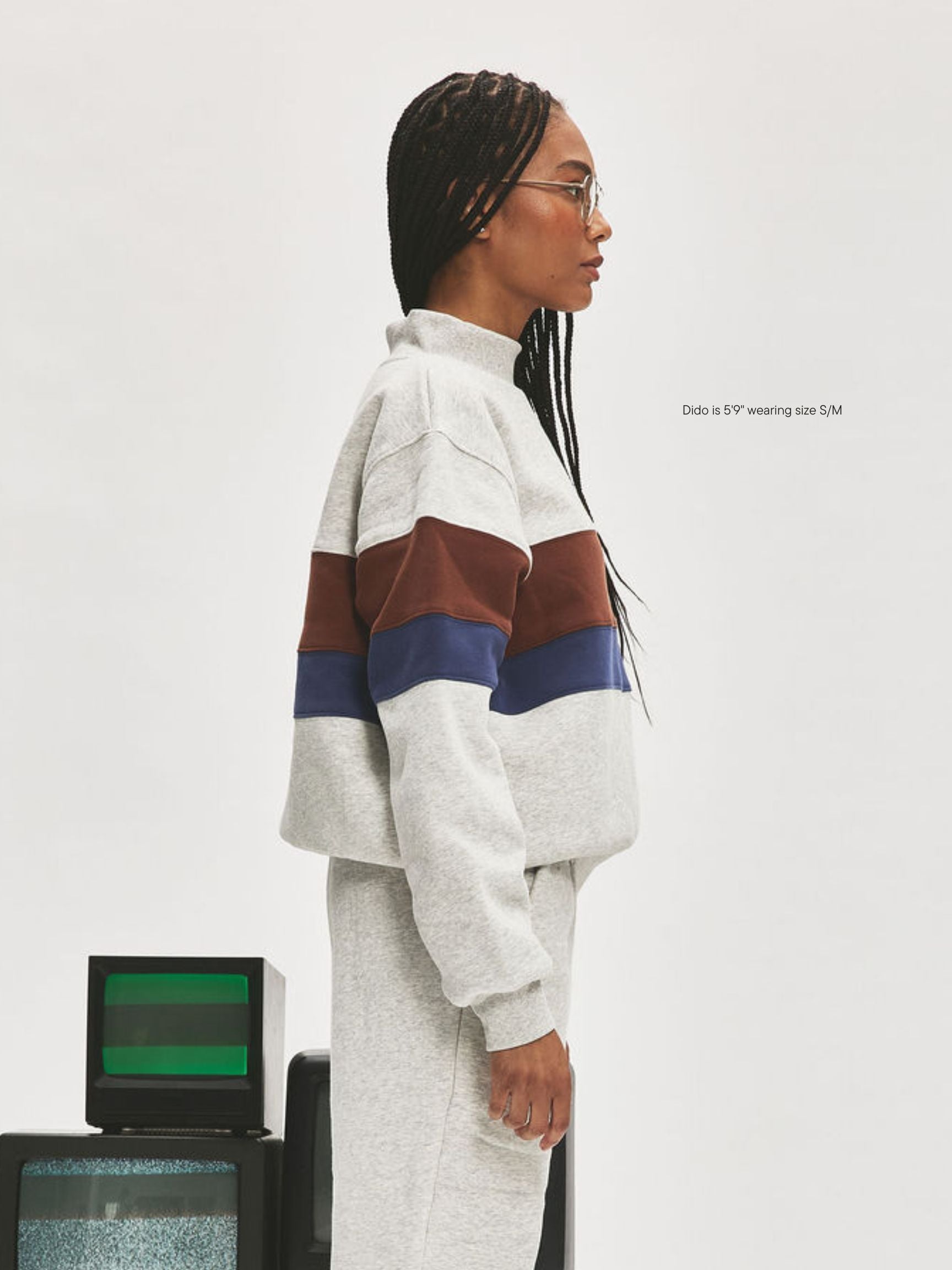 Vintage Striped Mockneck With Nostalgia Patch