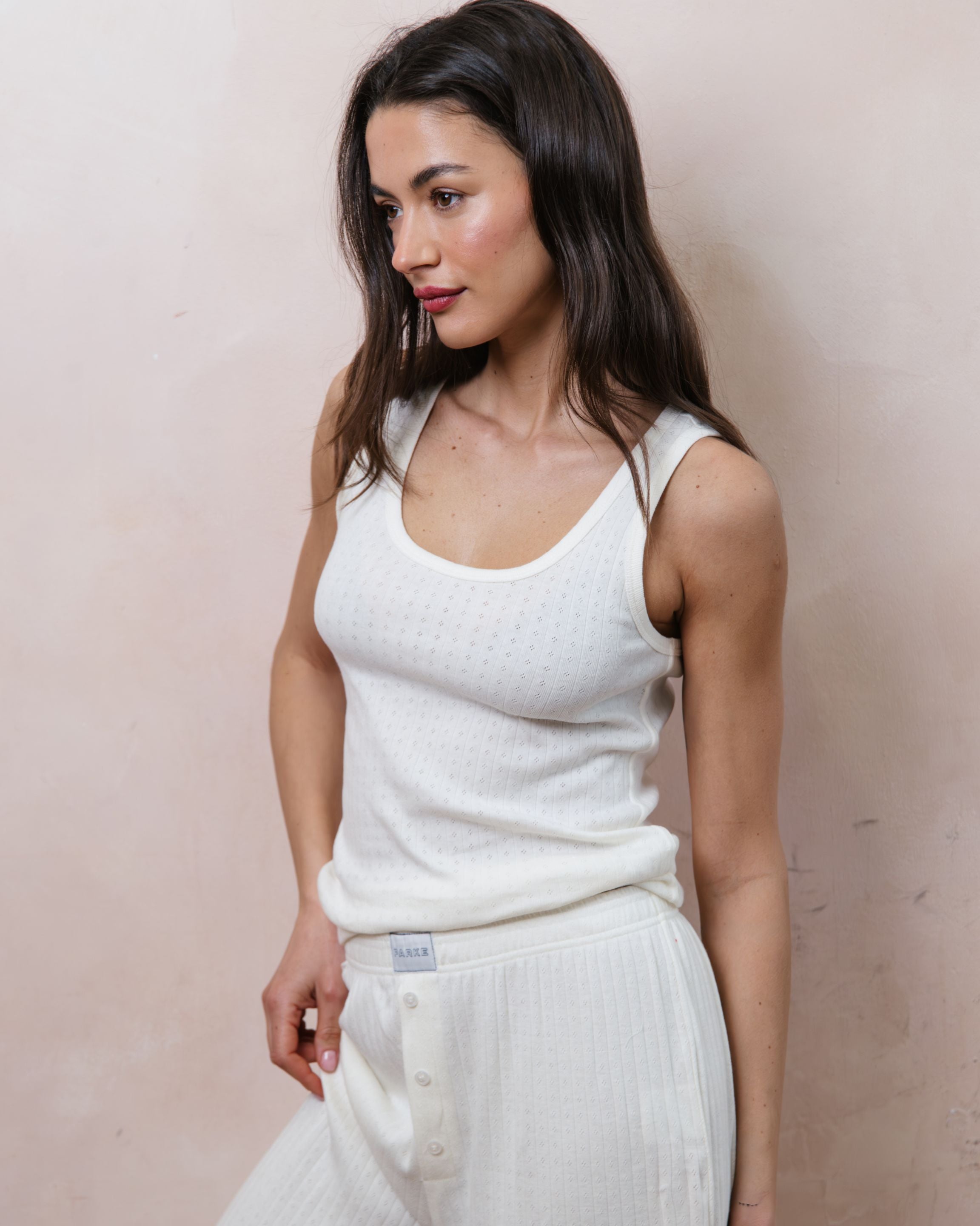 Pointelle Tank - Pearl