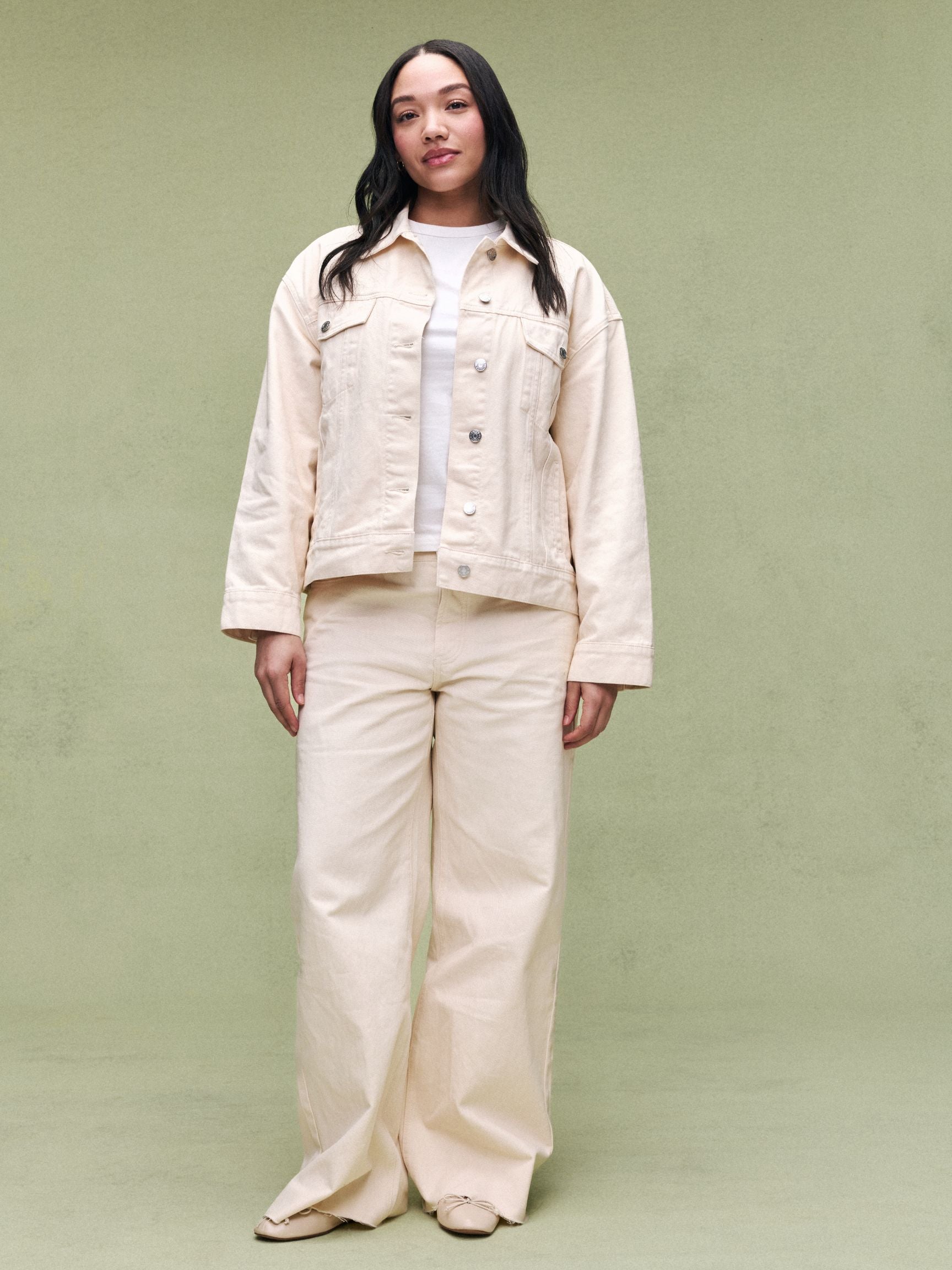 Oversized Denim Jacket - Cream