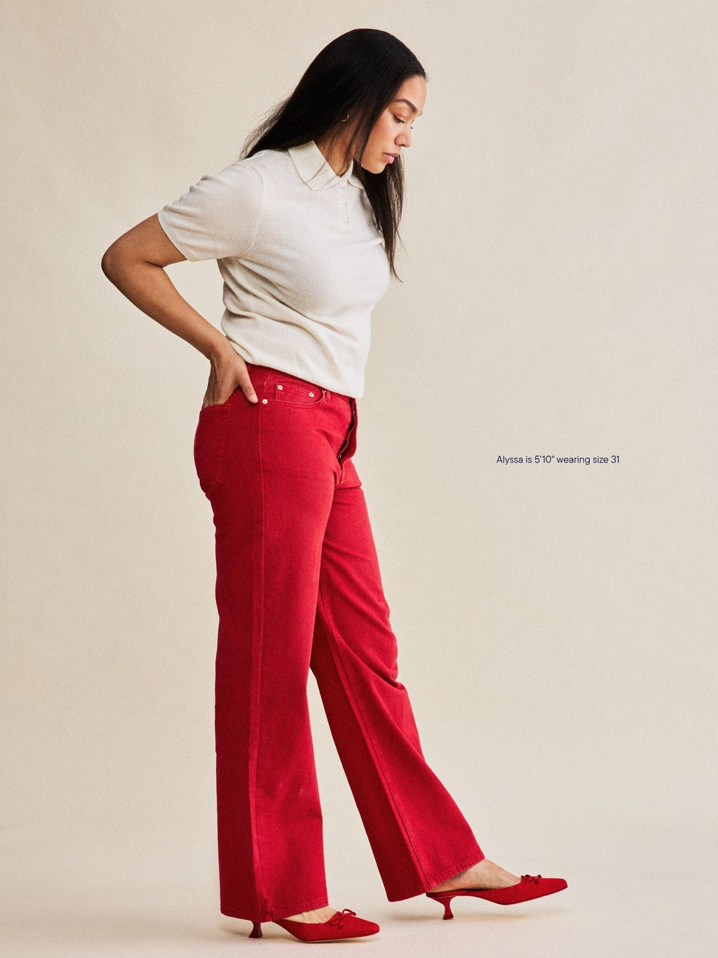 Classic Straight Jeans - Washed Red