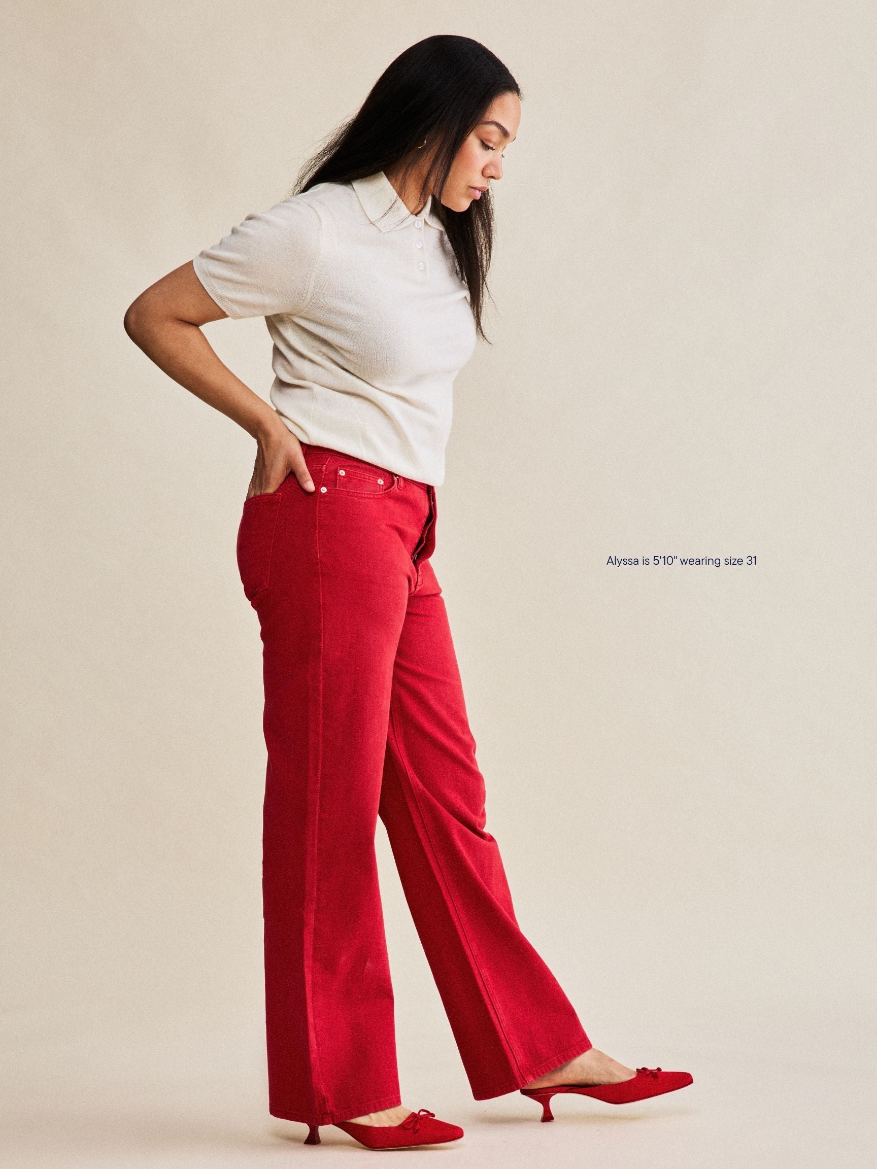 Classic Straight Jeans - Washed Red