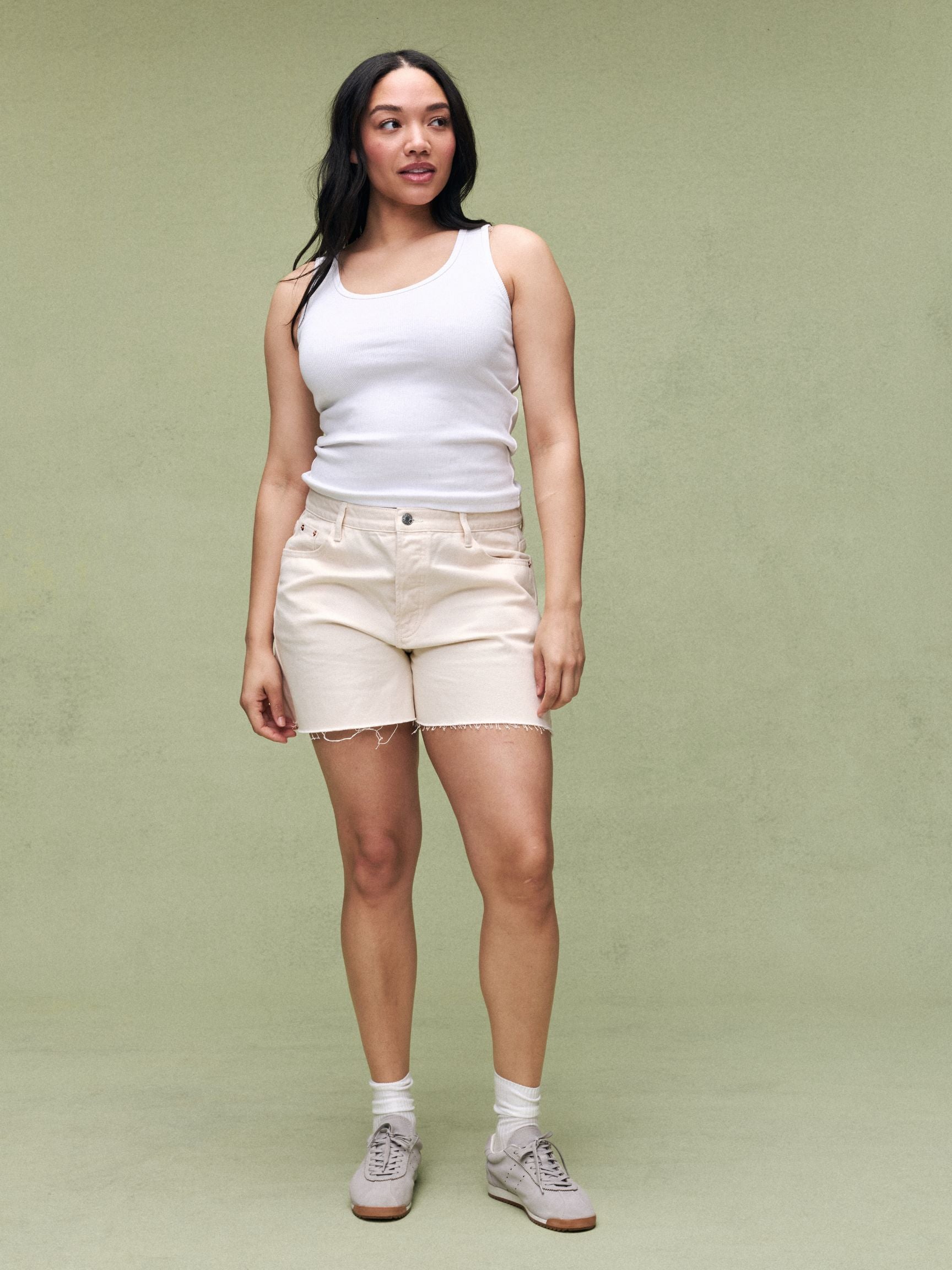 Long Baggy Shorts - Cream