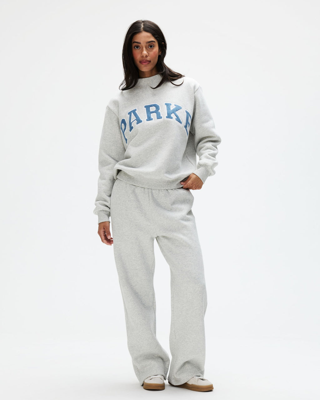 Vintage Denim Varsity Mockneck - Classic Grey + Vintage Denim