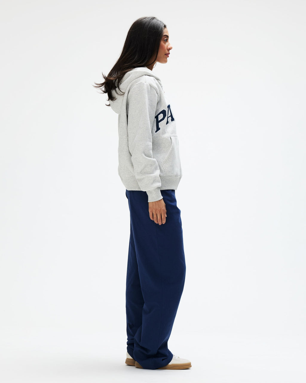 OG Varsity Zip Up Hoodie - Classic Grey + Denim