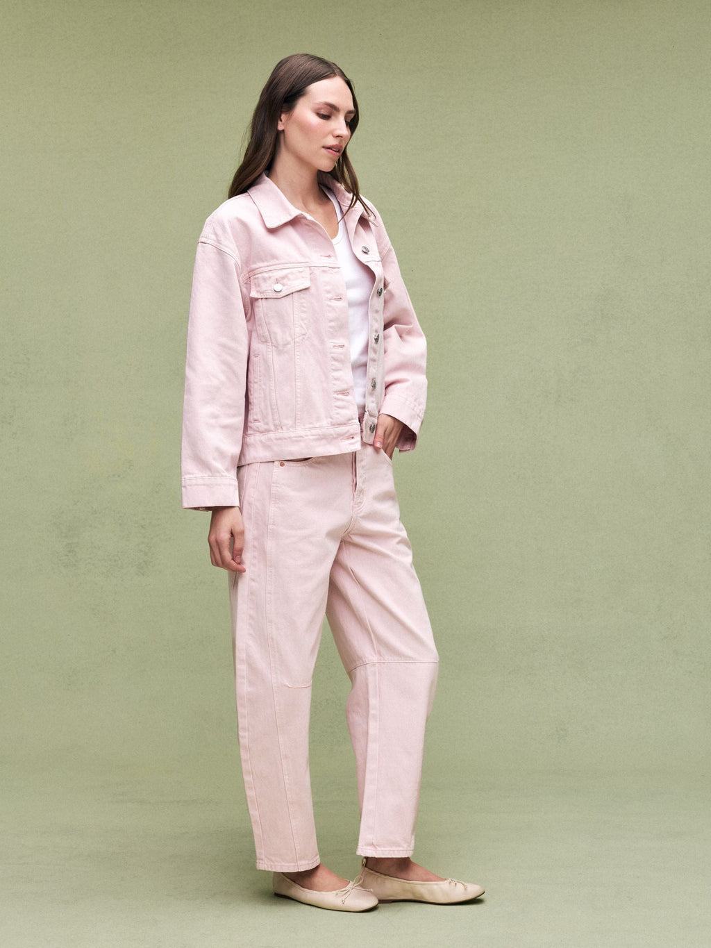 Oversized Denim Jacket - Pink