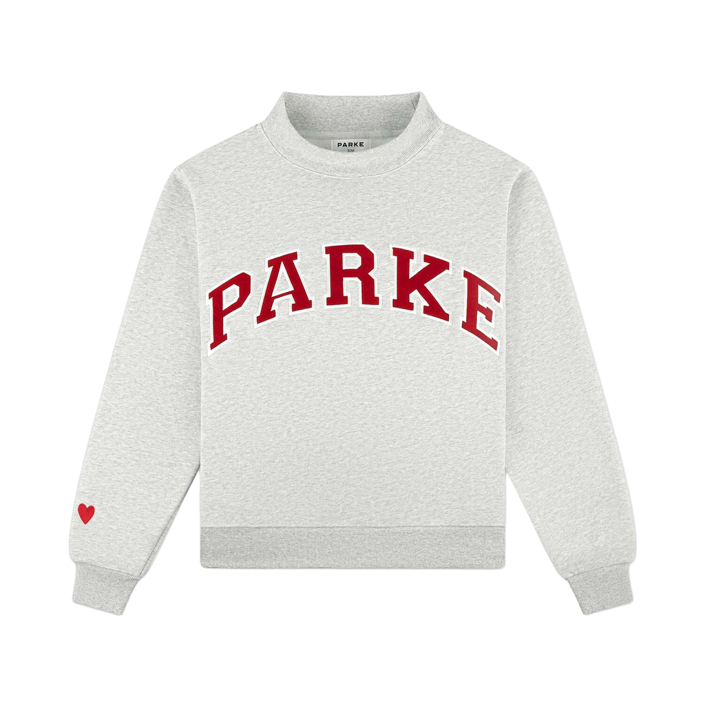 Preorder Valentine's Varsity Mockneck - Classic Grey + Crimson