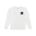 Layered Graphic Long Sleeve Shirt - White + Patch