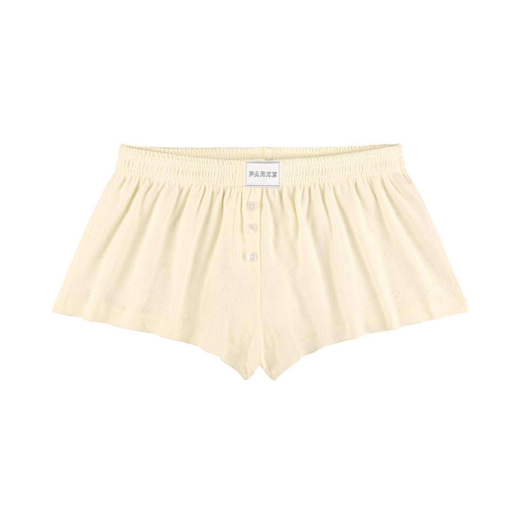 Heart Pointelle Boxer Shorts - Cream