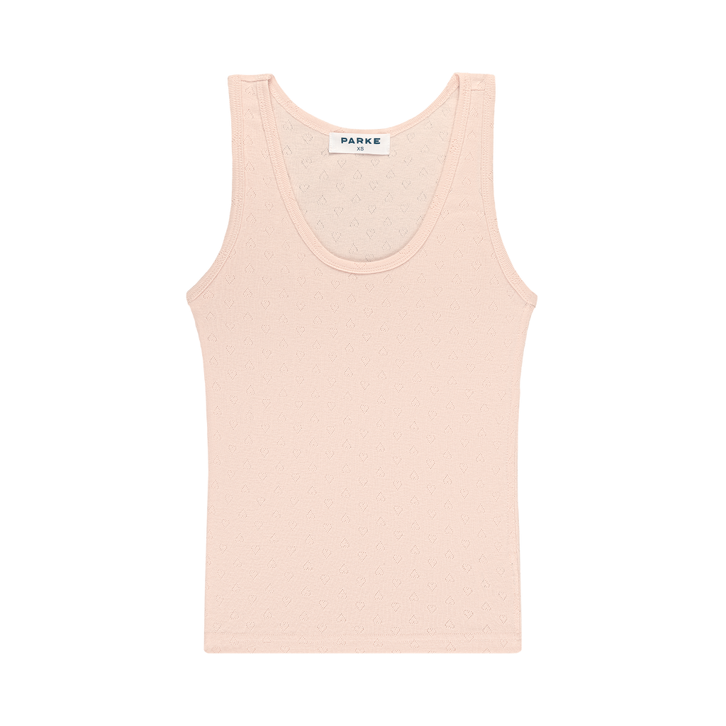 Heart Pointelle Tank - Peony