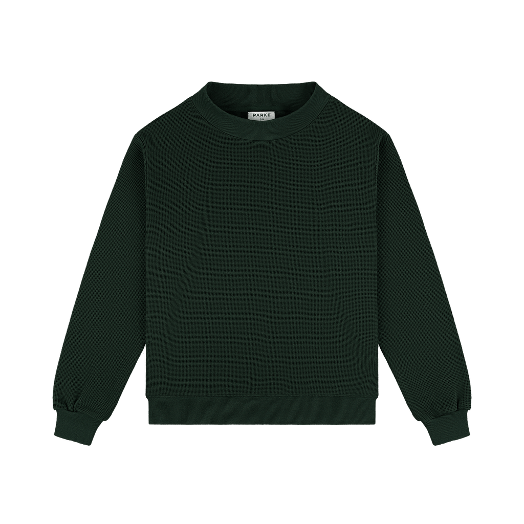 Waffle Mockneck Pullover - Forest