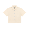 Cropped Short Sleeve Denim Shirt - Cream