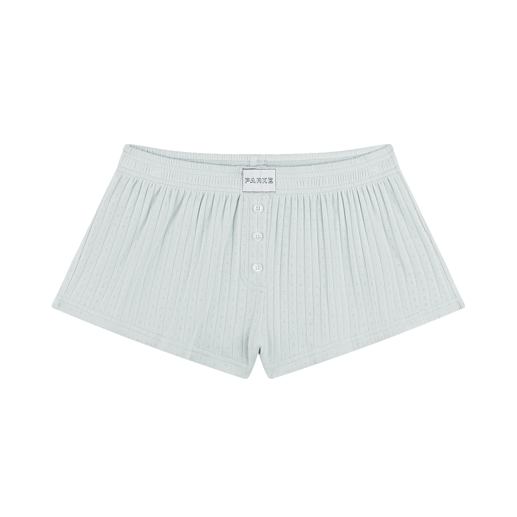 Pointelle Cotton Boxer Shorts - Pale Blue
