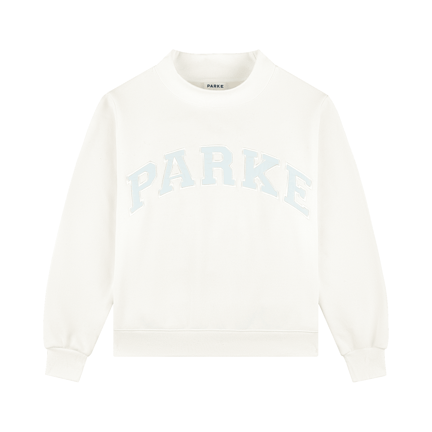 Bridal Varsity Mockneck - Pearl + Pale Blue