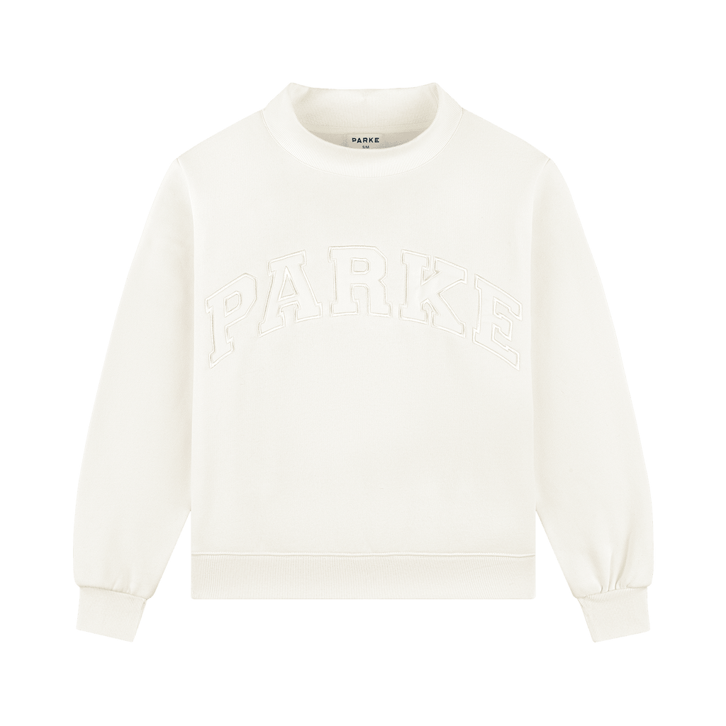 Bridal Varsity Mockneck - Pearl + White