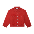 Oversized Denim Jacket - Washed Red