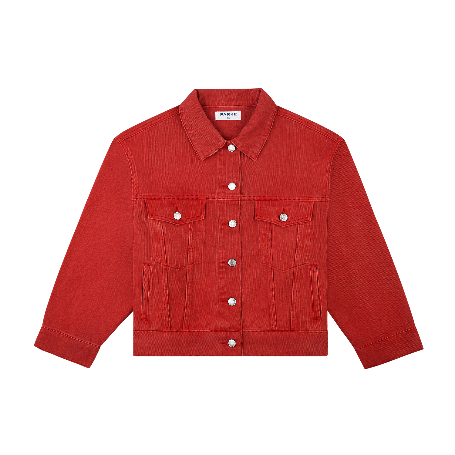 Oversized Denim Jacket - Washed Red